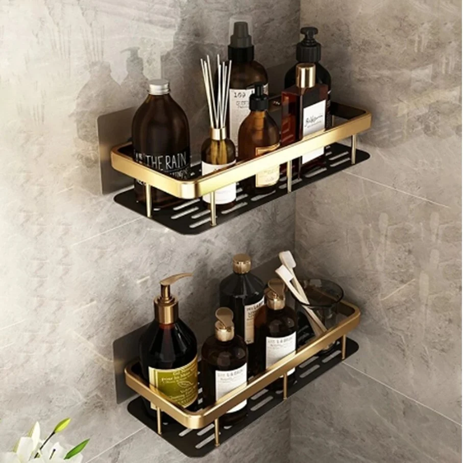 Set de Organizador Estante de Baño Repisa Ducha 2 Und Gold