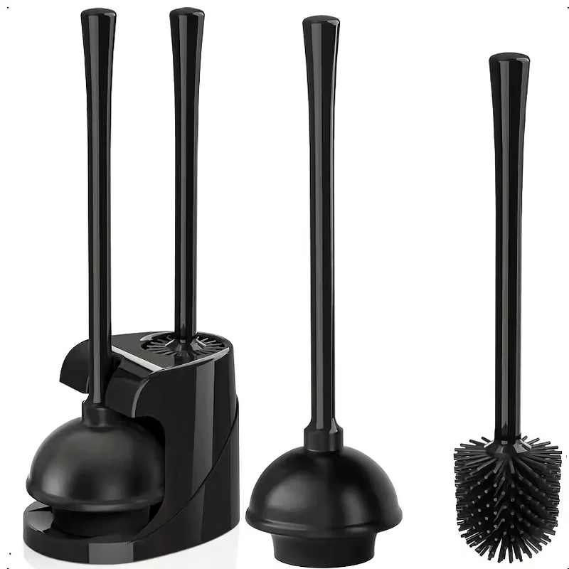 Set 2 en 1 para WC Cepillo de Inodoro y Destapador de Cañeria Sopapo con Soporte