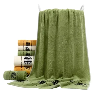 Set 4 Toallas Algodón Super Suave 450G 75X140 CM Diseño Bambú