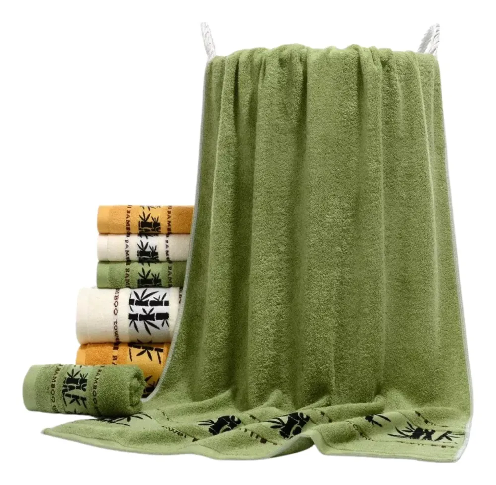 Set 4 Toallas Algodón Super Suave 450G 75X140 CM Diseño Bambú