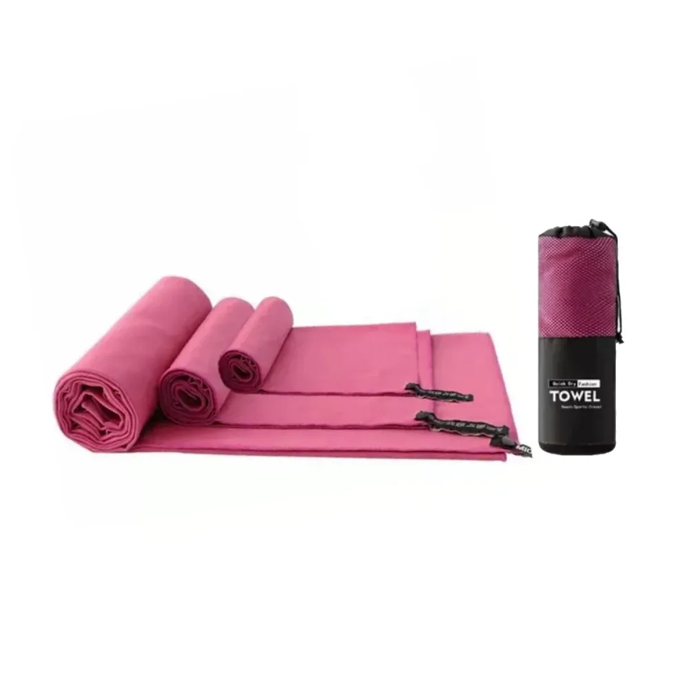 Set 3 Toallas Baño Viaje Microfibra Secado Rápido Rosado