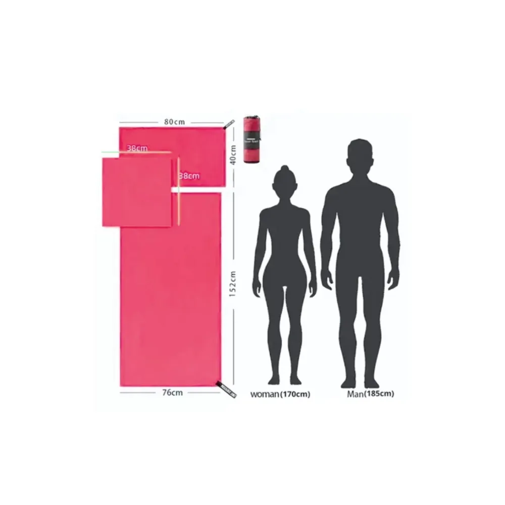 Set 3 Toallas Baño Viaje Microfibra Secado Rápido Rosado