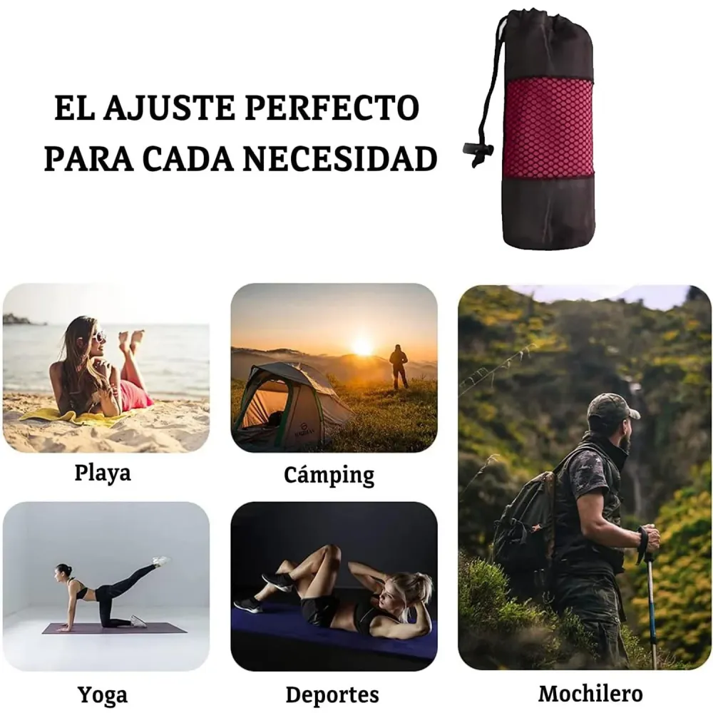 Set 3 Toallas Baño Viaje Microfibra Secado Rápido Rosado
