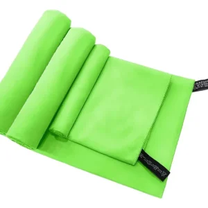 Set 3 Toallas Baño Viaje Microfibra Secado Rápido Verde Flúor