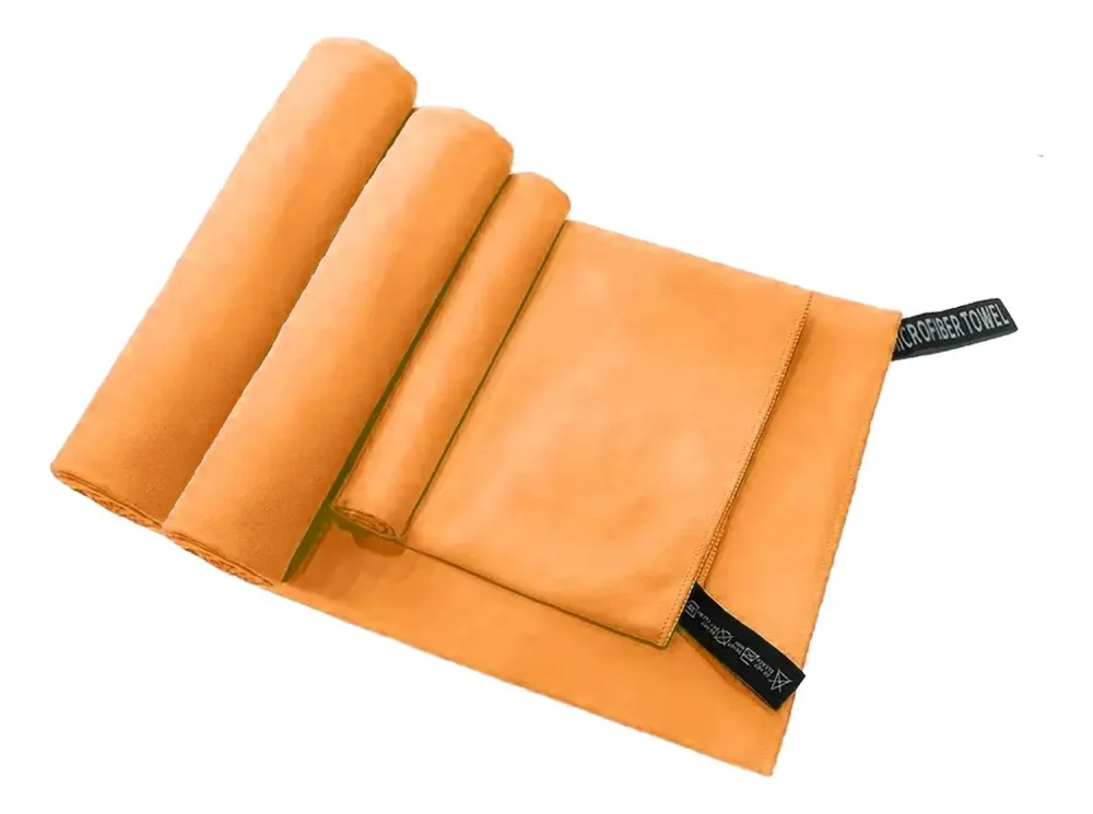 Set 3 Toallas Baño Viaje Microfibra Secado Rápido Naranja
