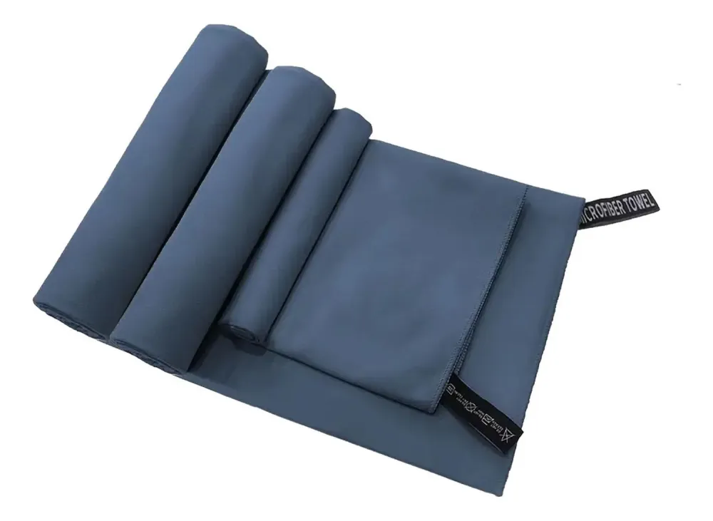 Set 3 Toallas Baño Viaje Microfibra Secado Rápido Azul Marino
