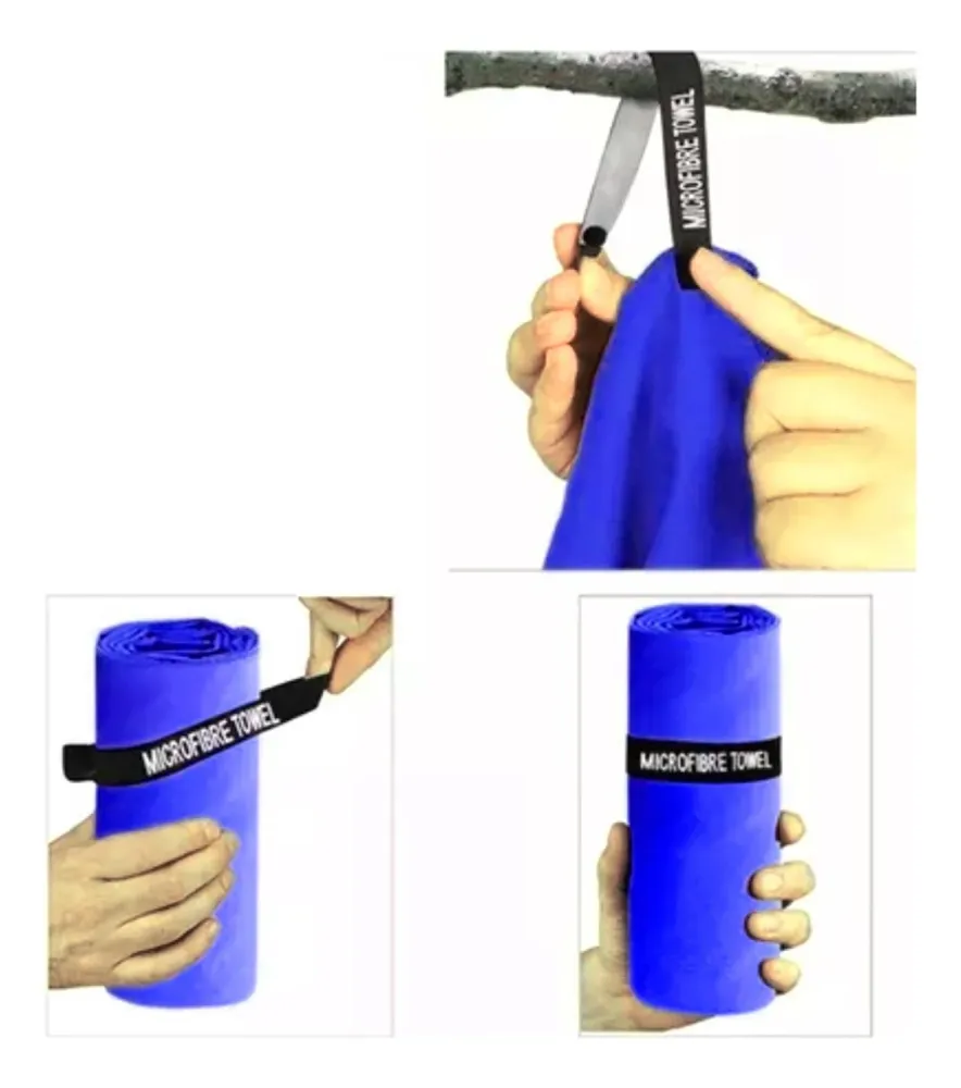 Set 3 Toallas Baño Viaje Microfibra Secado Rápido Azul Marino