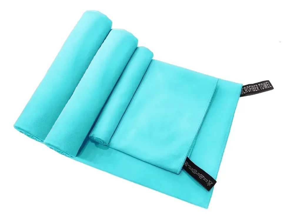 Set 3 Toallas Baño Viaje Microfibra Secado Rápido Menta