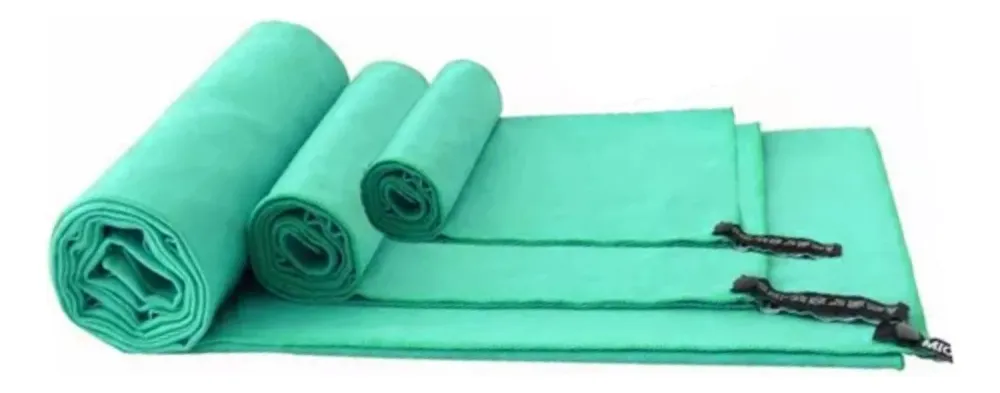 Set 3 Toallas Baño Viaje Microfibra Secado Rápido Menta