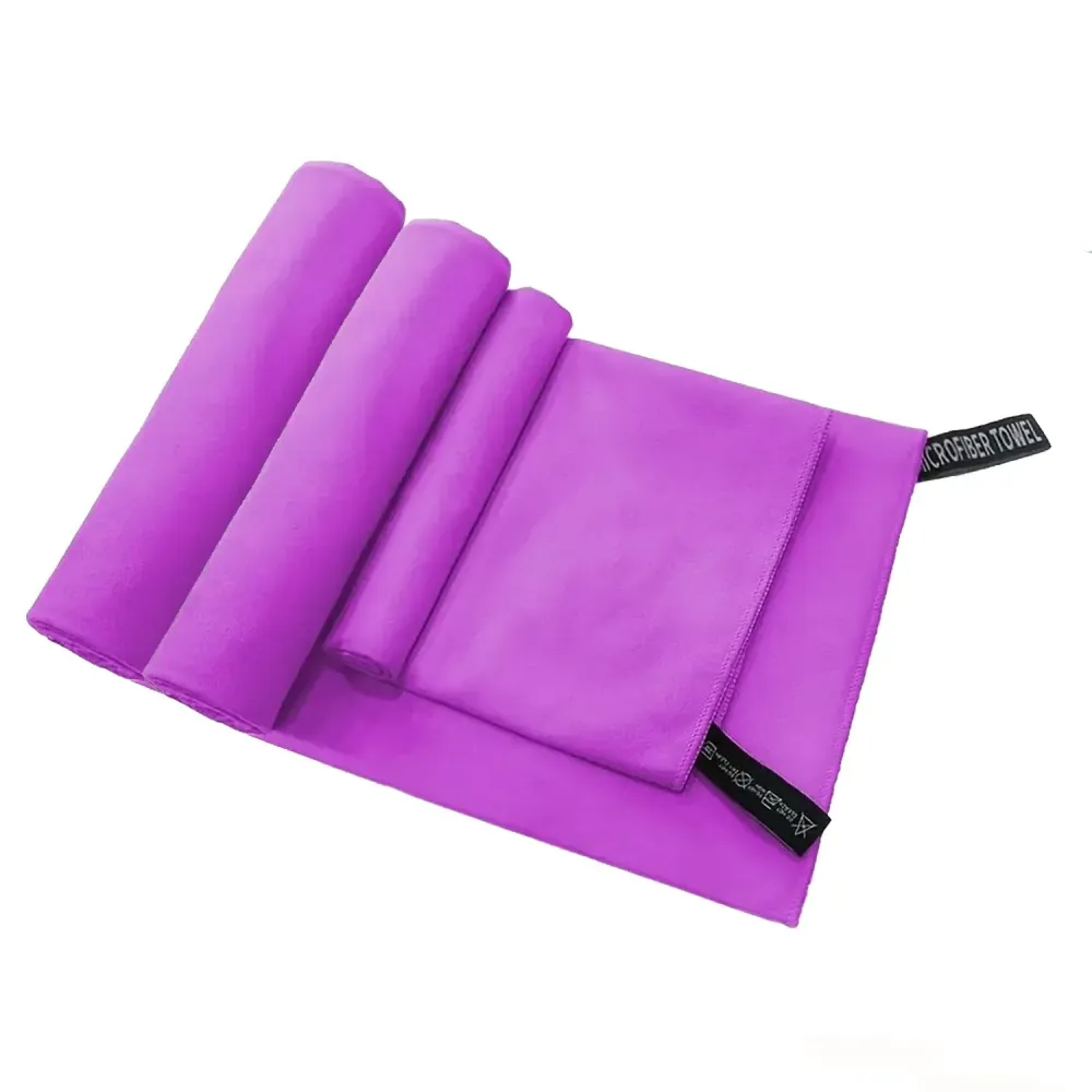 Set 3 Toallas Baño Viaje Microfibra Secado Rápido Violeta Claro