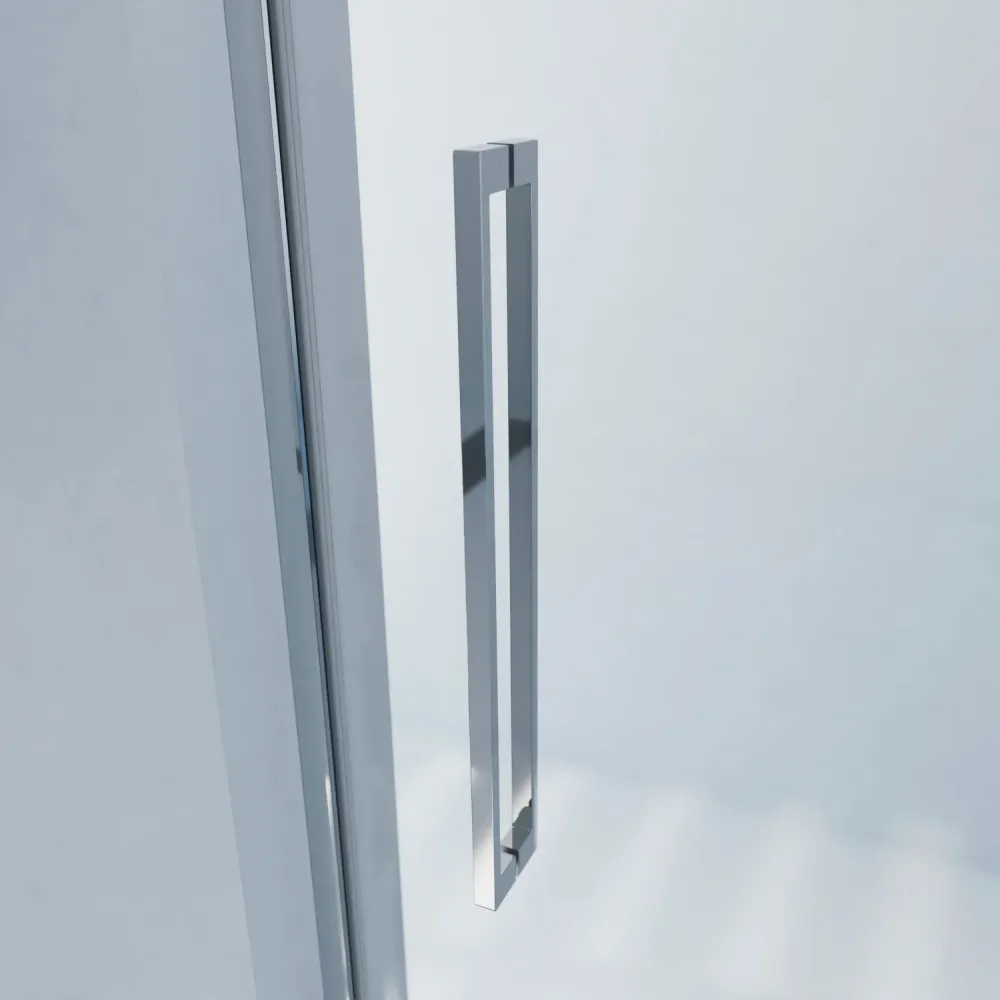 Mampara de Bañera AURE de Seviban Medida. Frontal con Puerta Abatible y Fijo Cromo