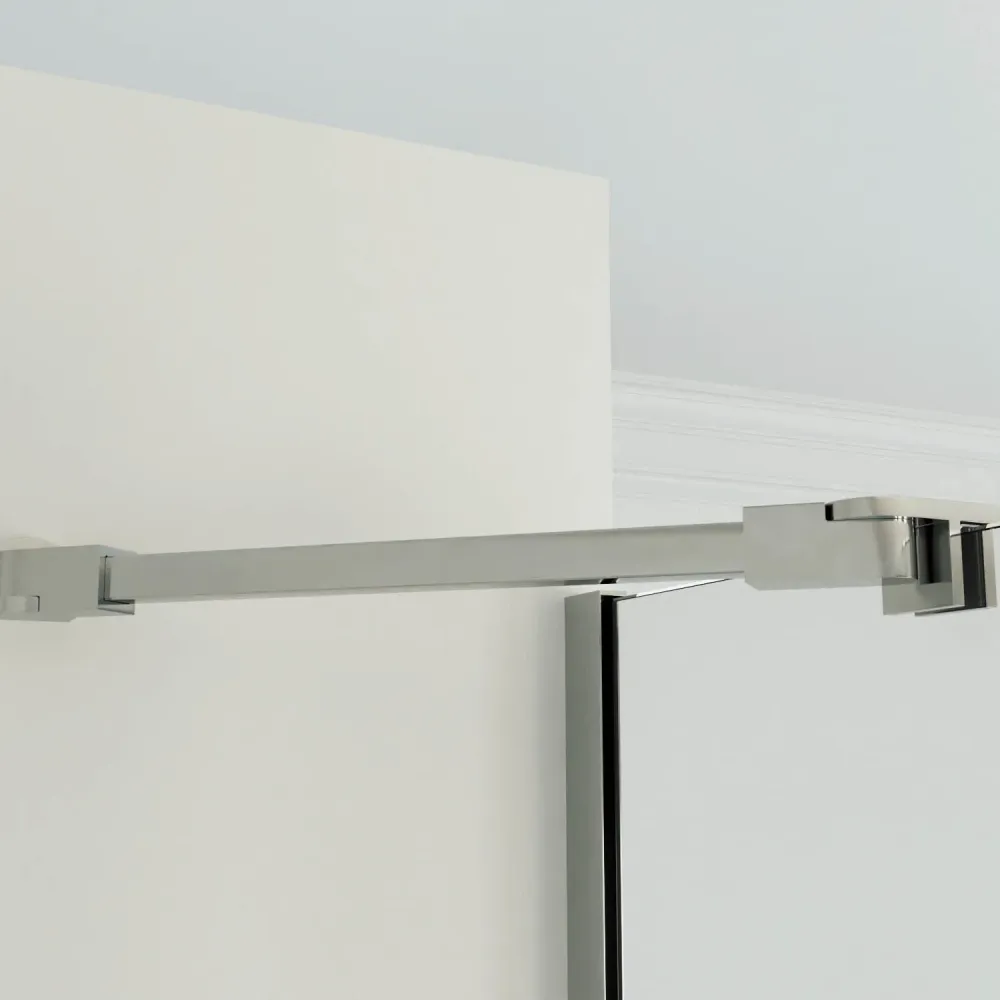 Mampara de Bañera AURE de Seviban Medida. Frontal con Puerta Abatible y Fijo Cromo