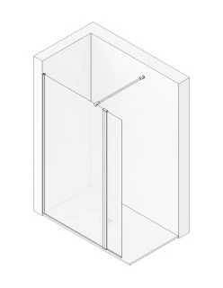 Mampara de Bañera AURE de Seviban Medida. Frontal con Puerta Abatible y Fijo Cromo