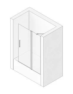 Mampara de bañera ORA de Seviban Medida. Puerta Abatible y Fijo Cromo