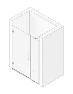 Mampara de Ducha Frontal KRATOS de Seviban. Puerta con Bisagras y Fijo, Medida Cromo