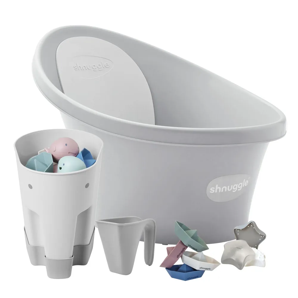 Paquete de 5 piezas de baño y accesorios para recién nacidos Shnuggle Taupe