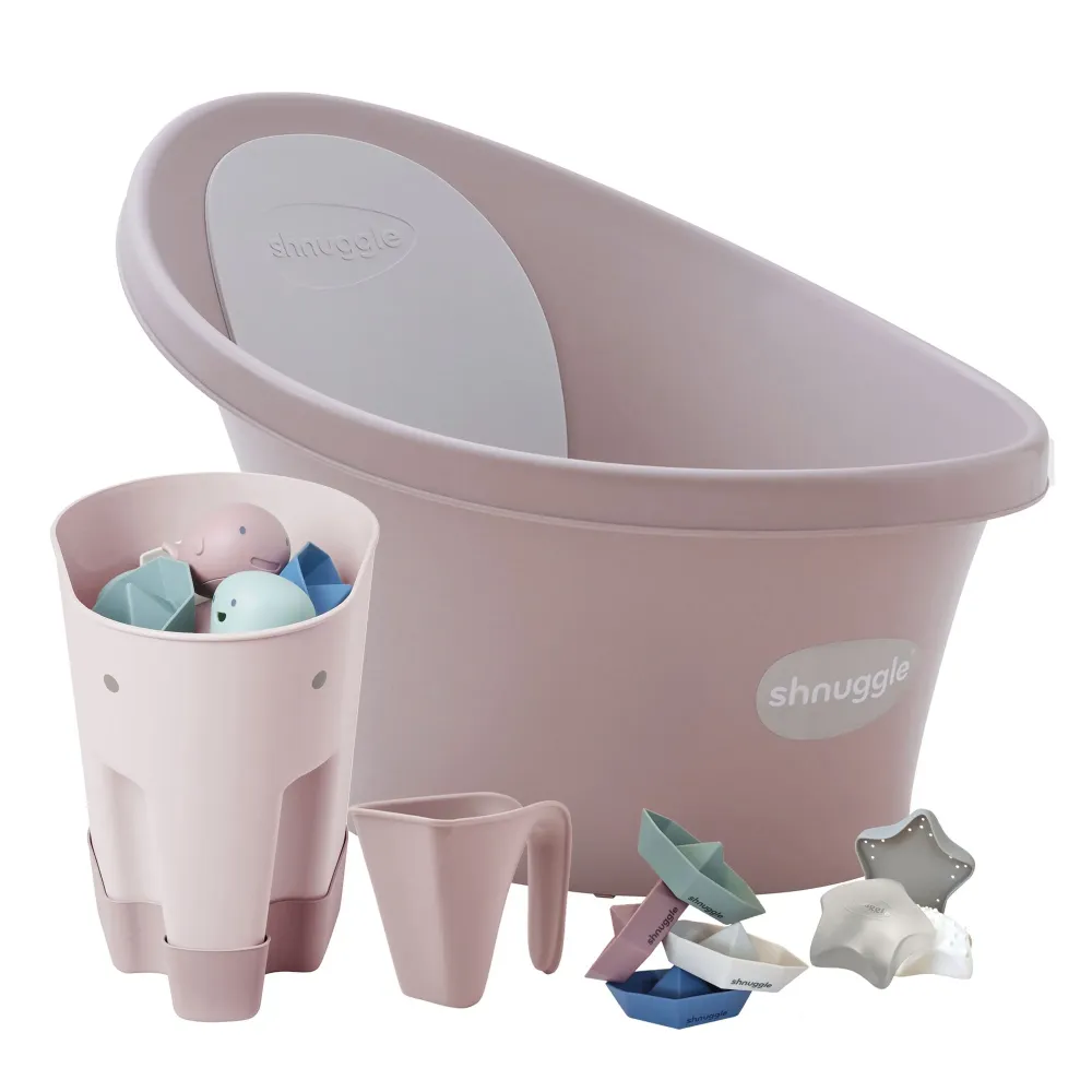 Paquete de 5 piezas de baño y accesorios para recién nacidos Shnuggle Taupe