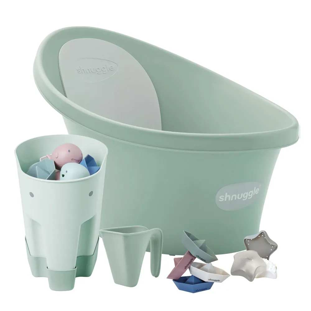 Paquete de 5 piezas de baño y accesorios para recién nacidos Shnuggle Taupe