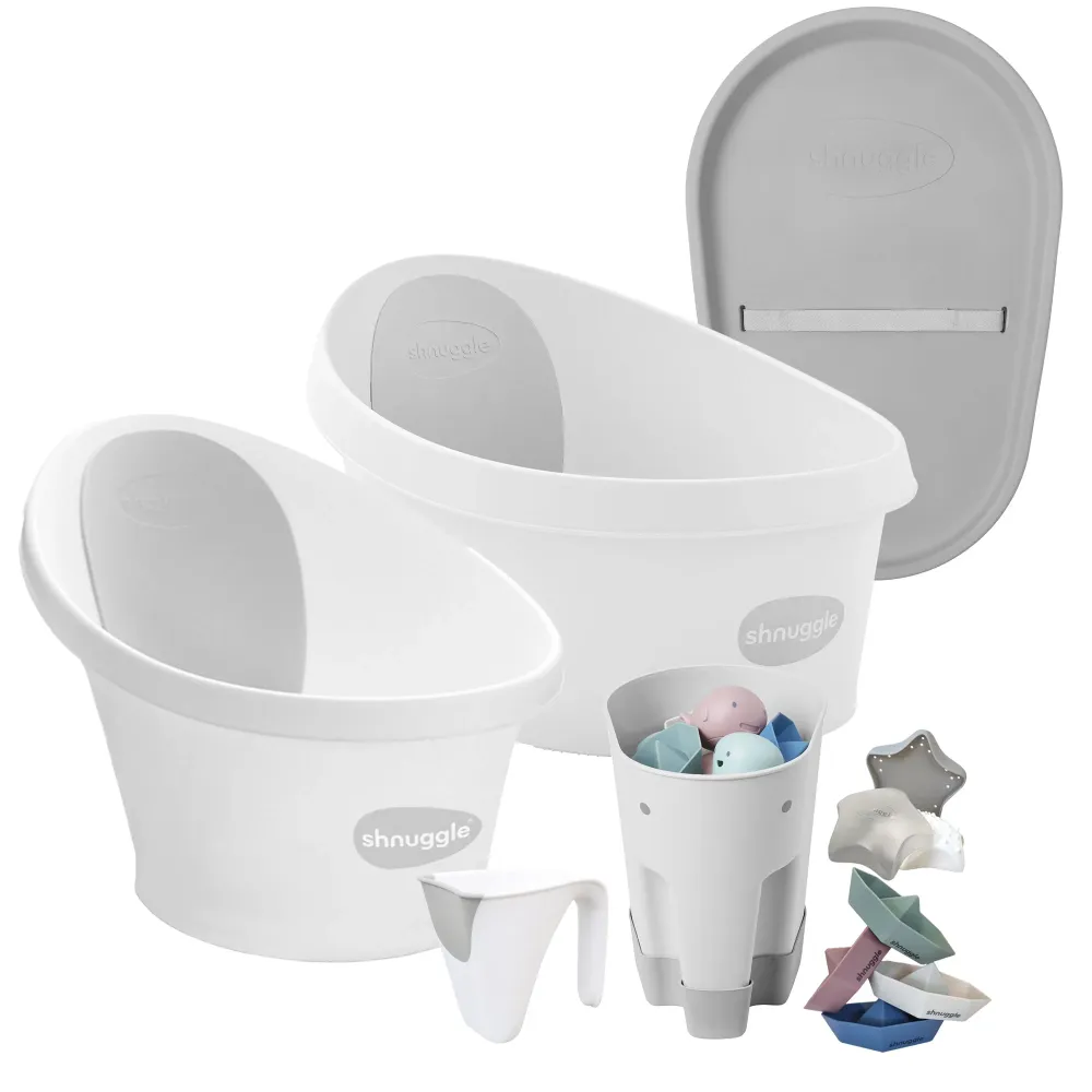 Paquete de 7 piezas Shnuggle Growing Family Bath Time Taupe