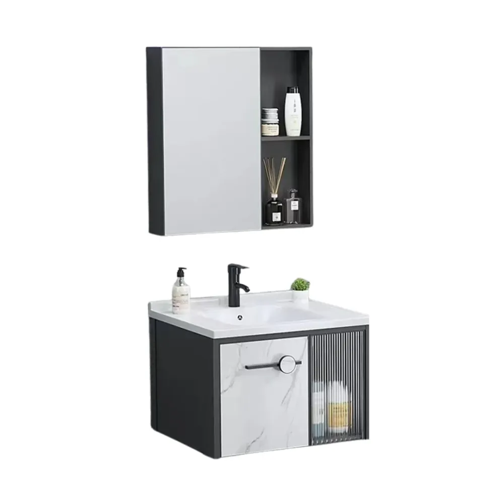 MUEBLE DE BAÑO ALUMINIO CON ESPEJO Y LAVAMANO Sirena Electronics S.A.