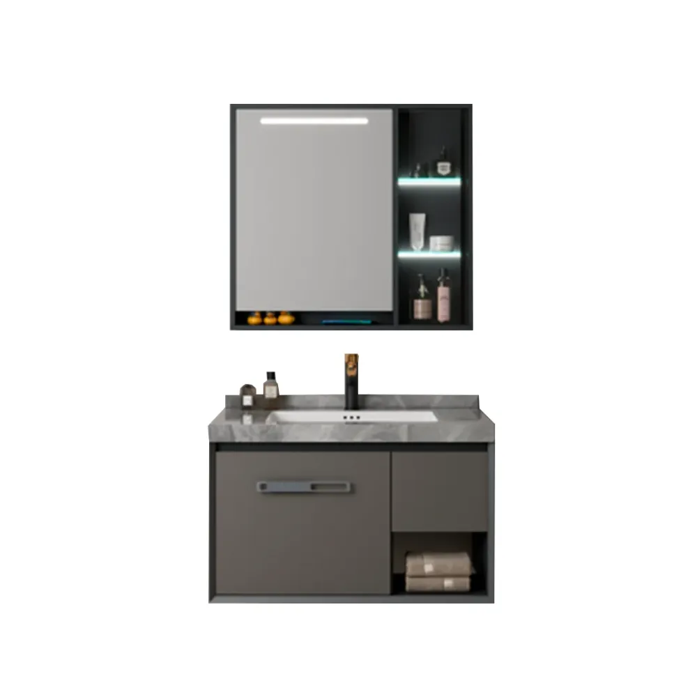 MUEBLE DE BAÑO - PLYWOOD - GRIS MODERNO - MÁRMOL - 800X500X500MM Sirena Electronics S.A.