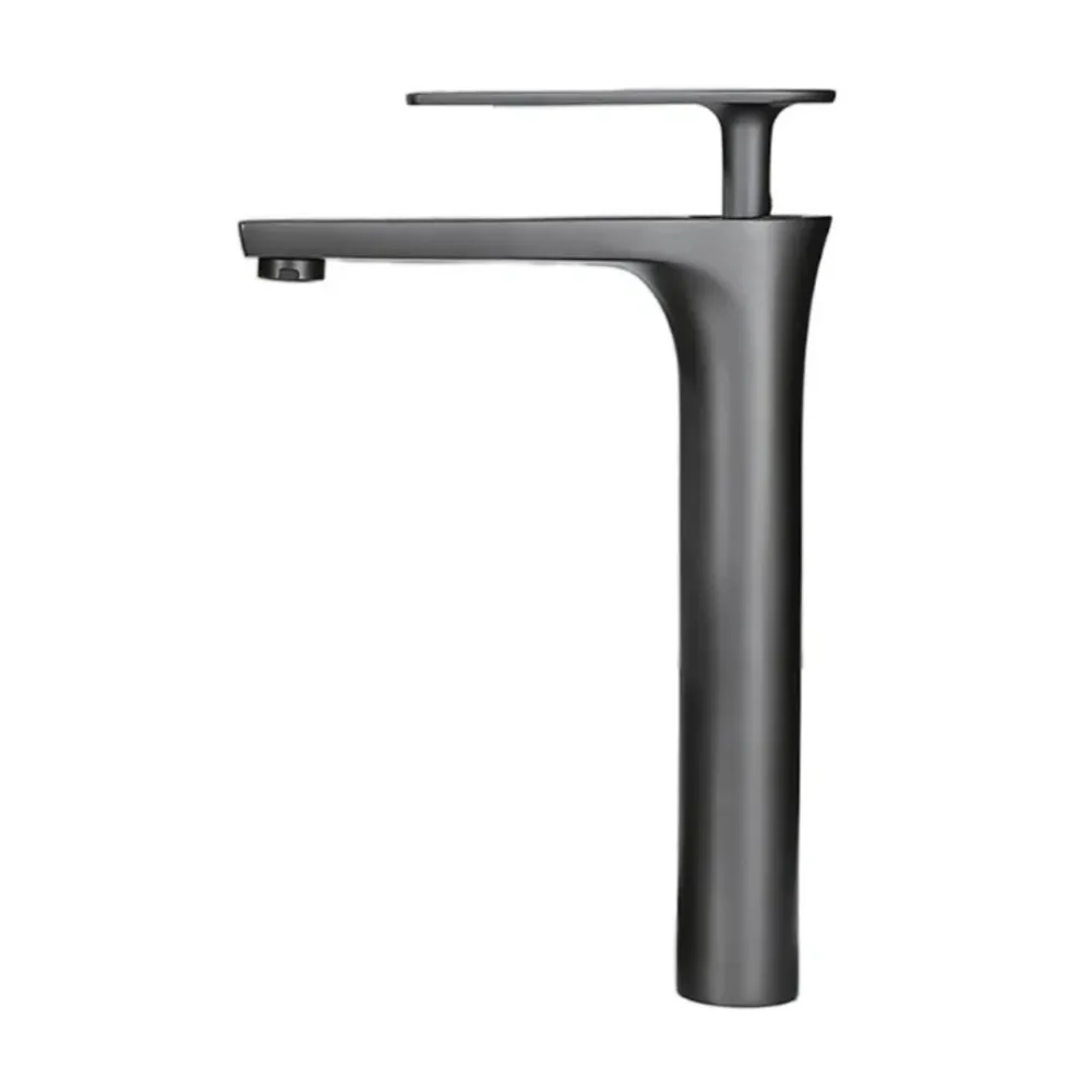 Grifo monomando alto para lavamanos Sirena en acero inoxidable gunmetal - Doble temperatura