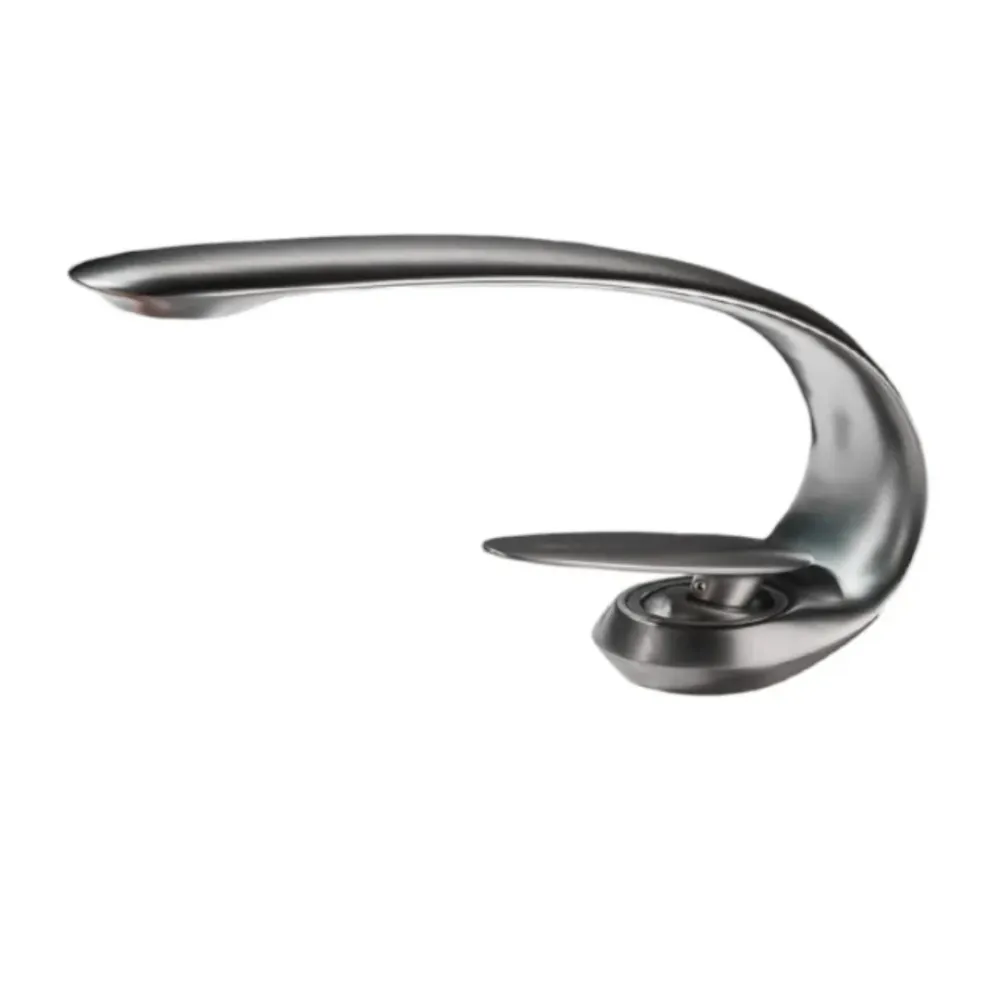 Grifo monomando bajo para lavamanos Sirena en acero inoxidable gunmetal - Doble temperatura