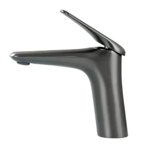 Grifo monomando bajo para lavamanos XMD en acero inoxidable gunmetal - Doble temperatura Sirena