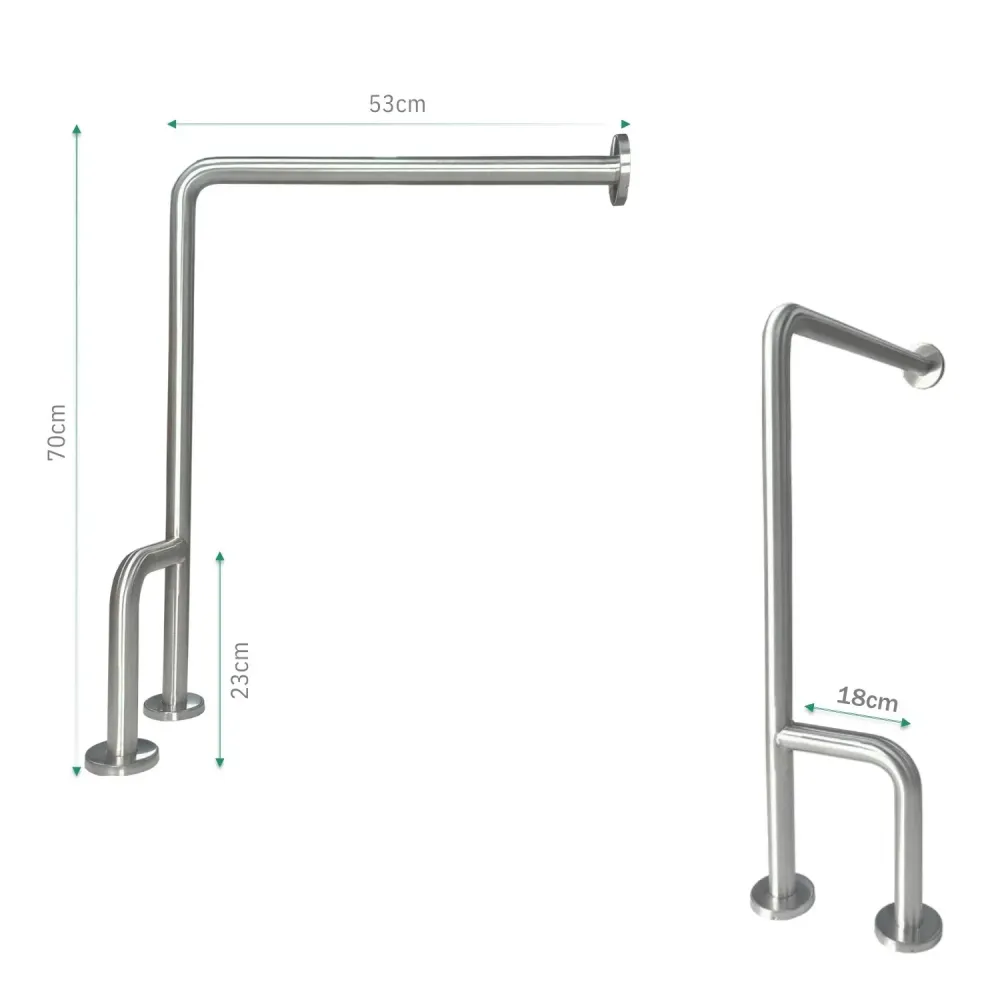 Barra Seguridad H Acero Inoxidable Mate 1 1/4" Piso/Pared SMART