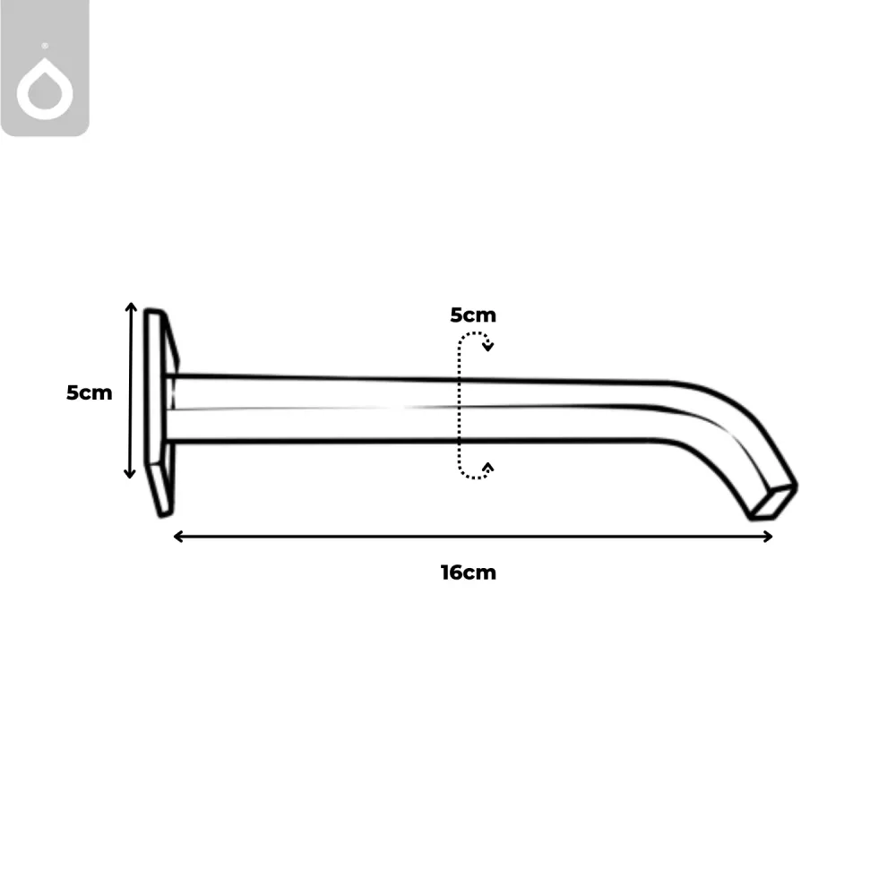 Cuello Lavamanos Metálico Pared Cuadrado Curvo SMART