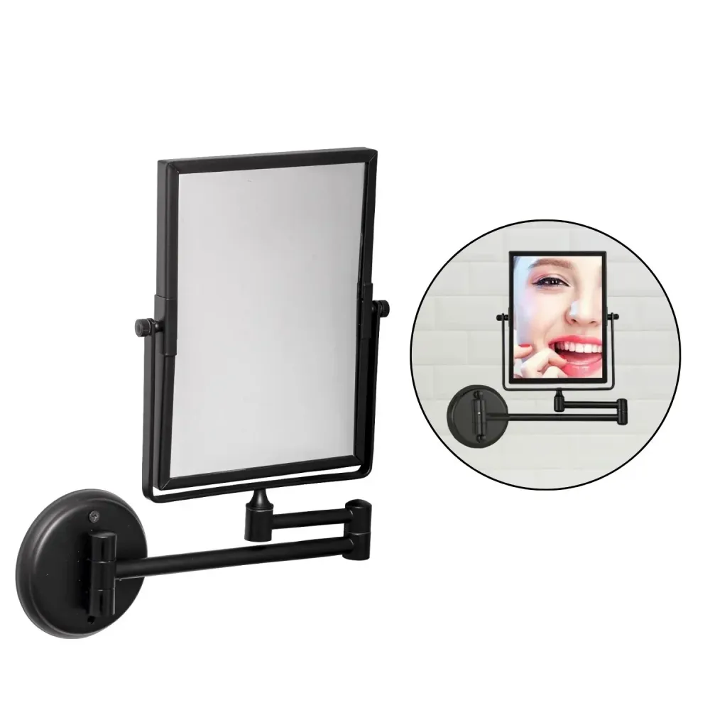 Espejo Cuadrado Ajustable Negro - Aumento 1x 3x SMART