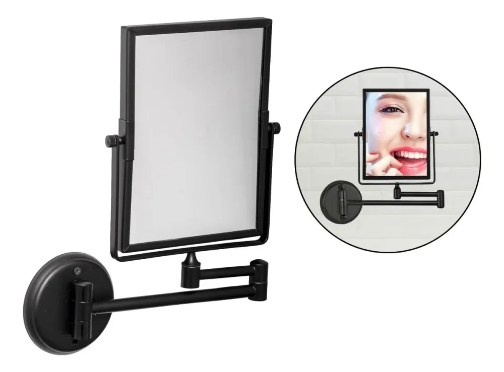 Espejo Cuadrado Ajustable Negro - Aumento 1x 3x SMART