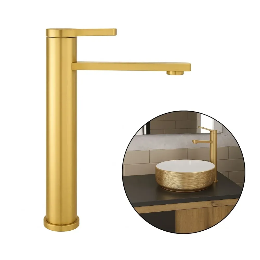 Grifer¡ Lavamanos Bahamas Brushed Gold Altas SMART