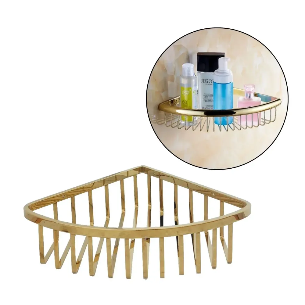 Jabonera Repisa Canastilla Esquinera Dorada - Inoxidable de Alta Calidad SMART