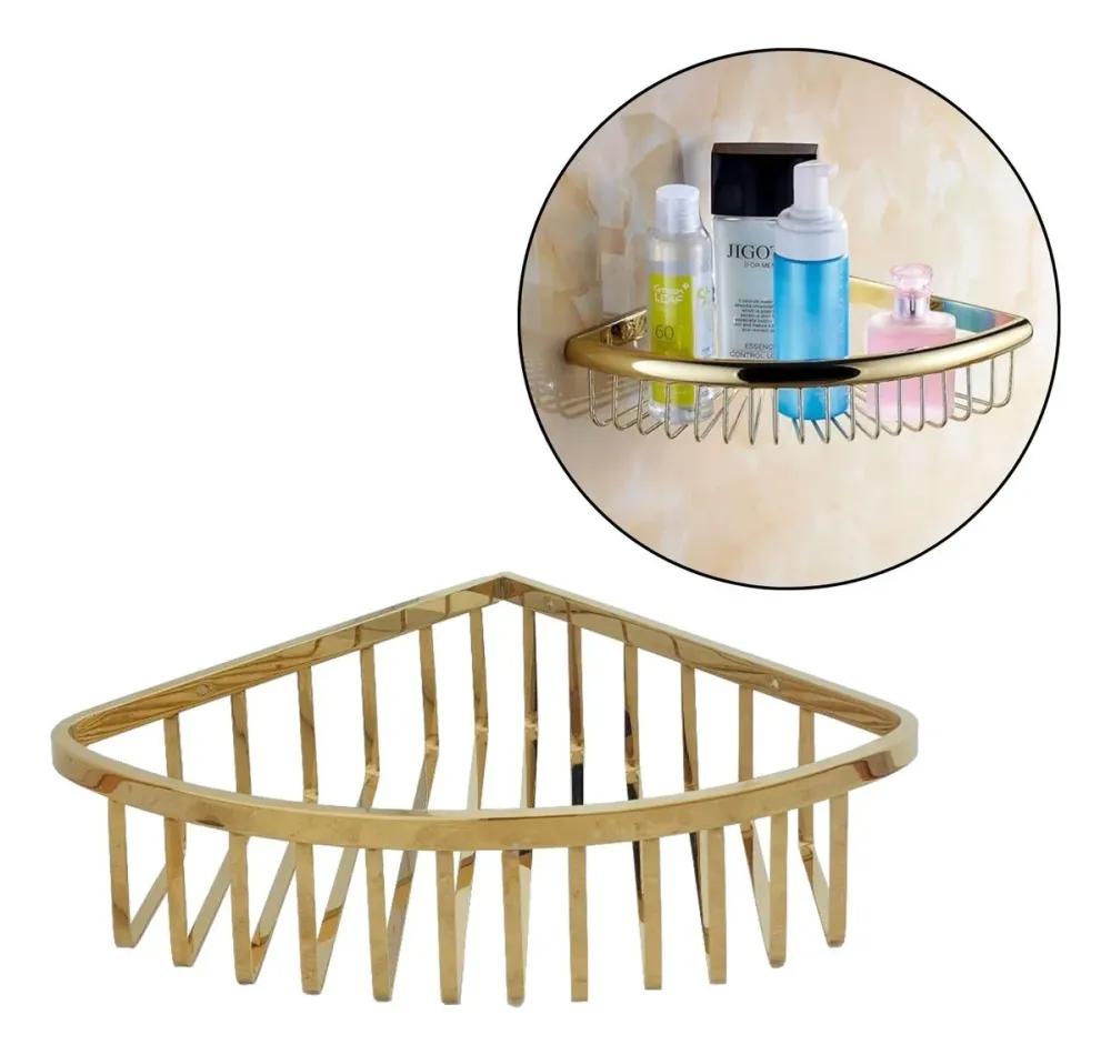 Jabonera Repisa Canastilla Esquinera Dorada - Inoxidable de Alta Calidad SMART