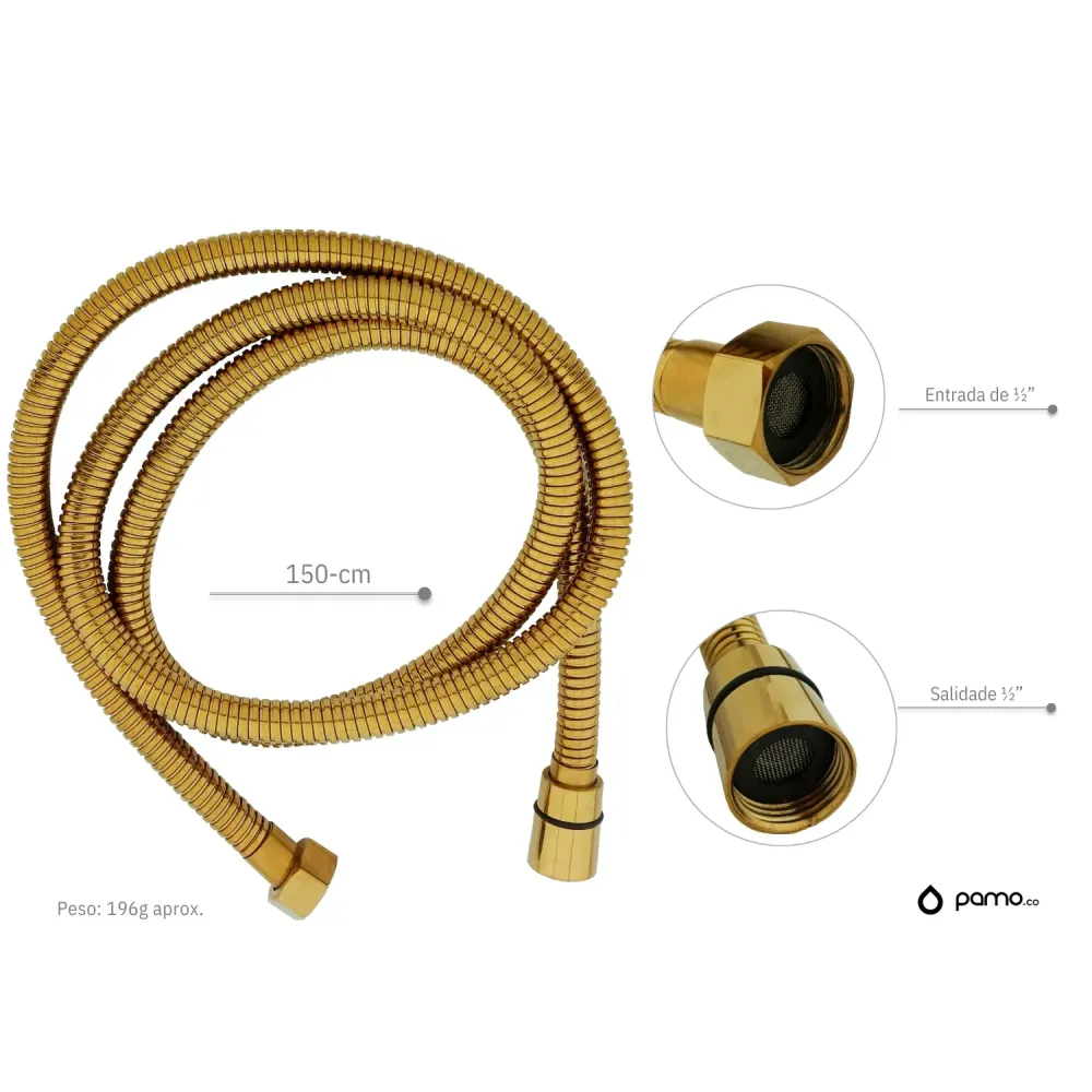 Manguera Teleducha 1/2 150cm En Acabado Dorado SMART