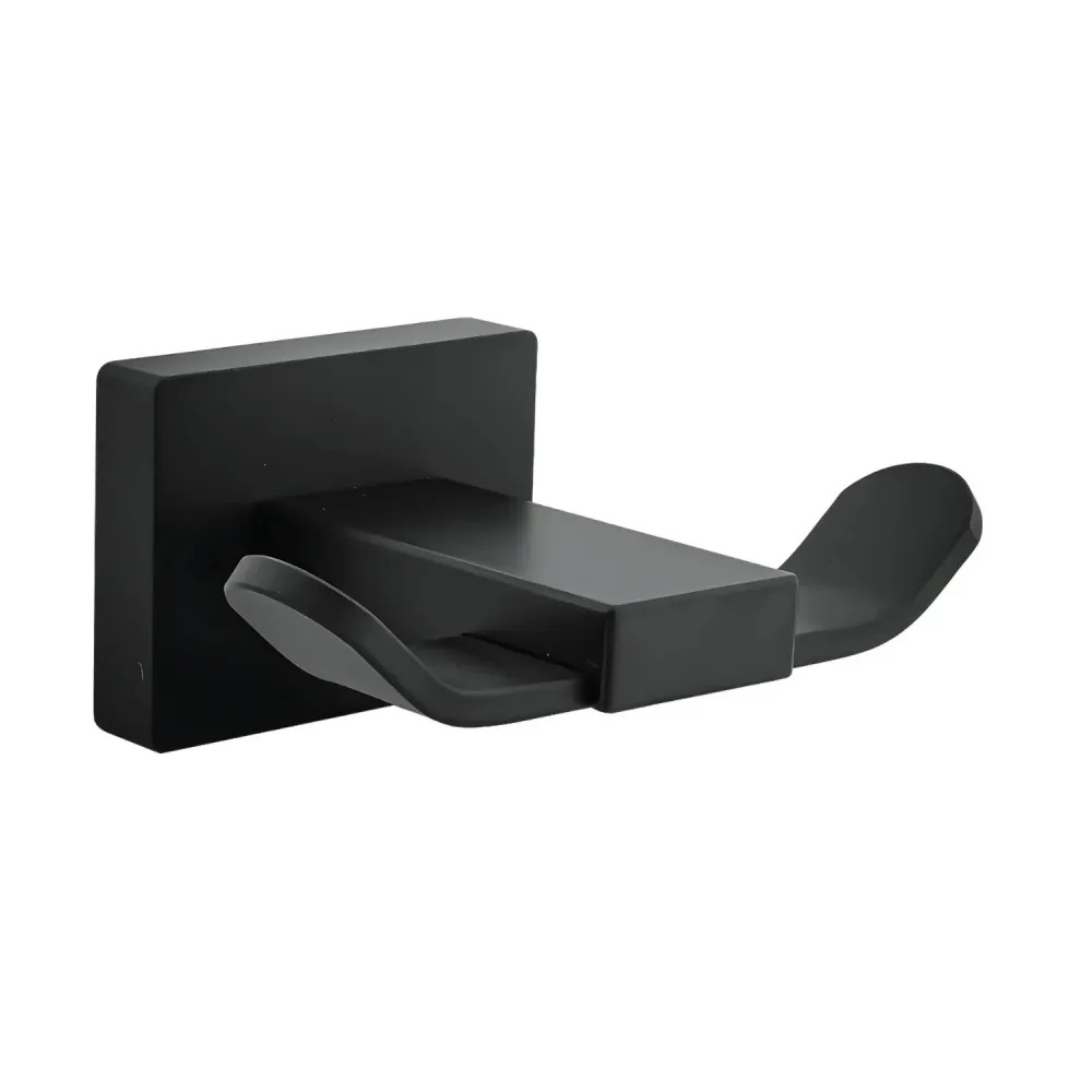Perchero Doble Negro En Aluminio Modelo L. Perla - Con Chazos y Tornillos SMART