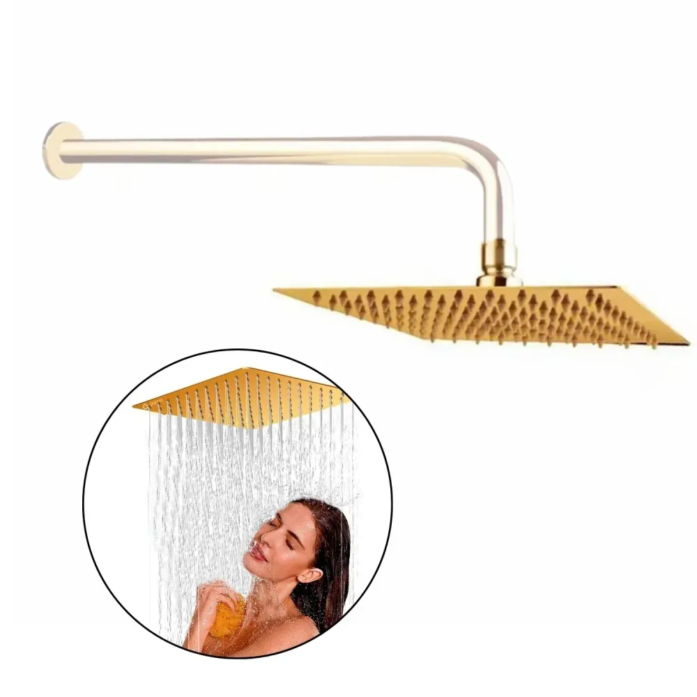 Regadera de Ducha en Acero SUS304 Dorada - 25 cm - Sin Tubo SMART