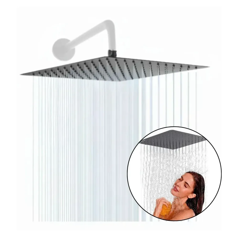 Regadera Gris de Ducha en Acero SUS304 - 20 cm - Sin Tubo SMART