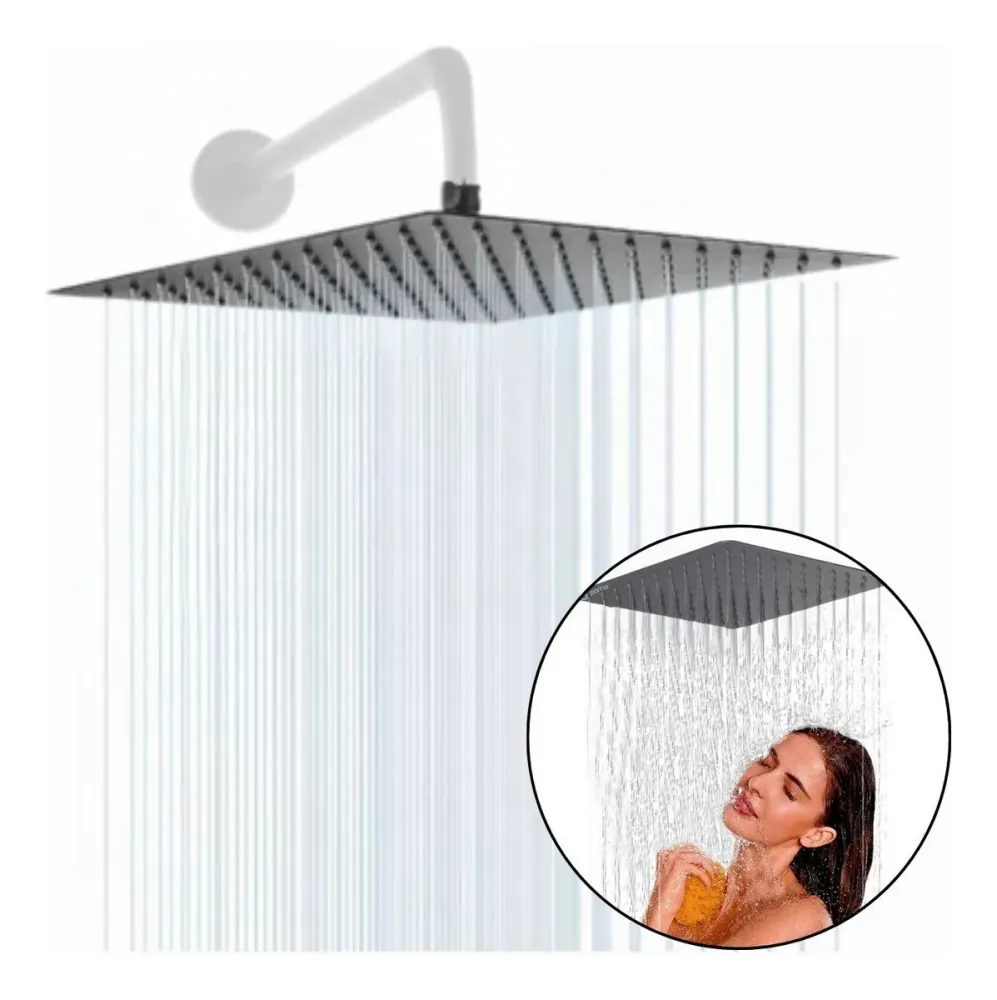 Regadera Gris de Ducha en Acero SUS304 - 20 cm - Sin Tubo SMART