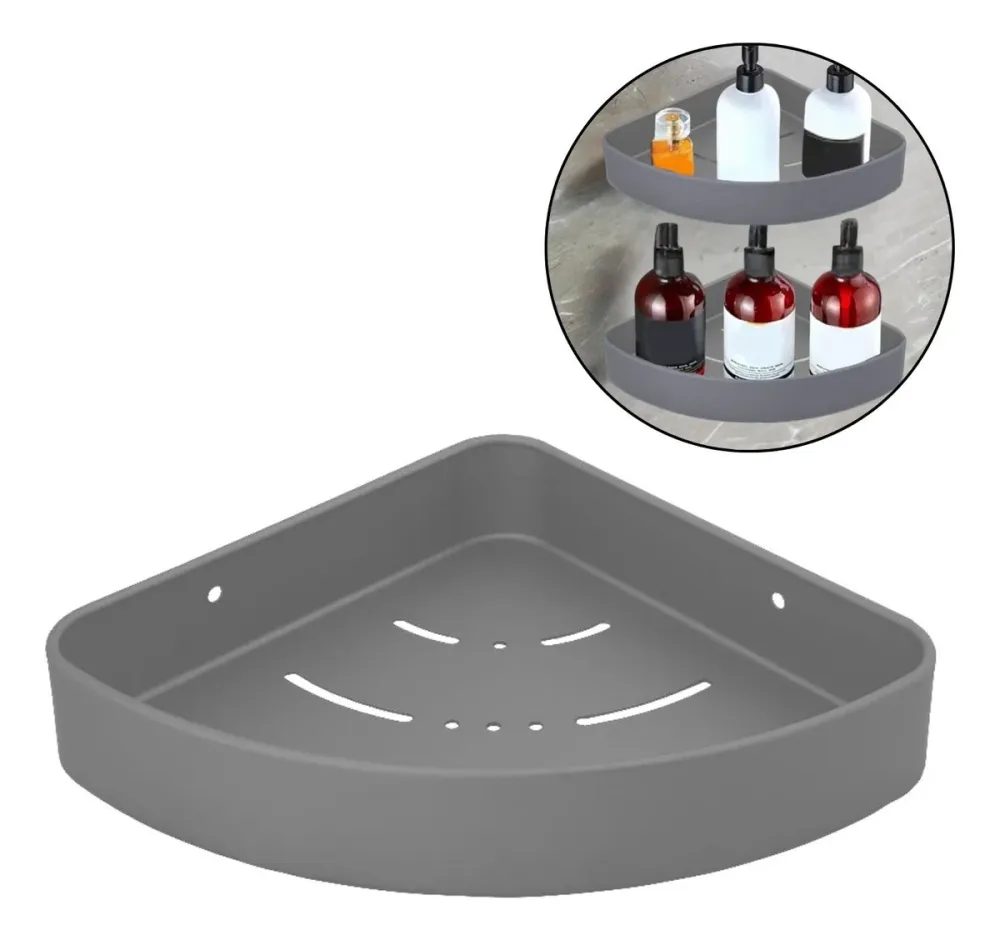 Repisa Baño Esquinera Gris Aluminio - Moderna y Funcional SMART
