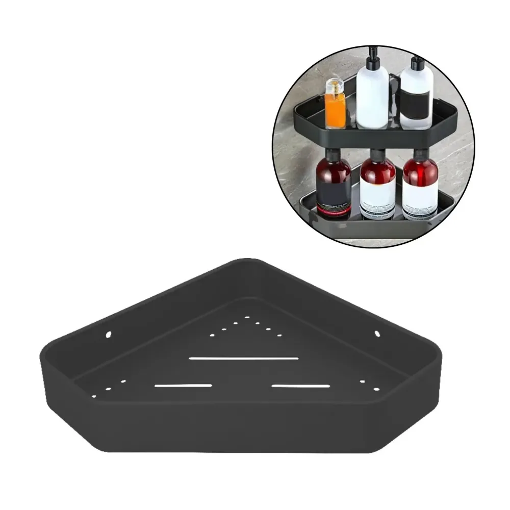 Repisa Baño Esquinera Moderna Negro Aluminio - Inoxidable SMART