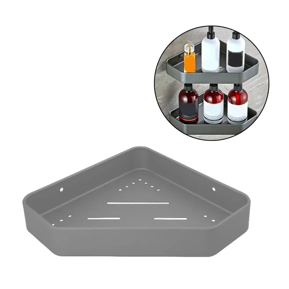 Repisa Baño Esquinera Moderna Silver Aluminio Gris - Inoxidable SMART