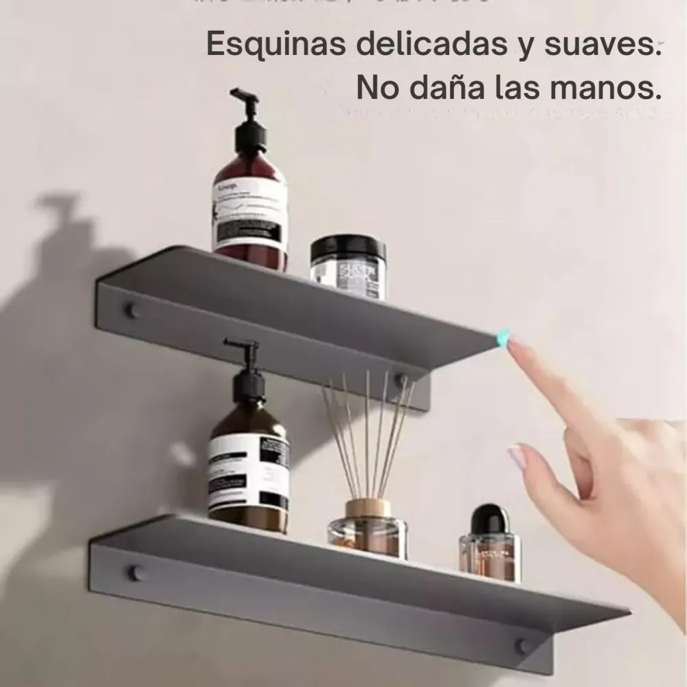 Repisa Moderna Rectangular Negra Aluminio 28 cm - Incluye Accesorios de Instalación SMART