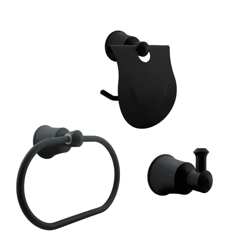 Set De Accesorios Para Baño L. Turmalina Negro (Aluminio) - 3 Piezas SMART