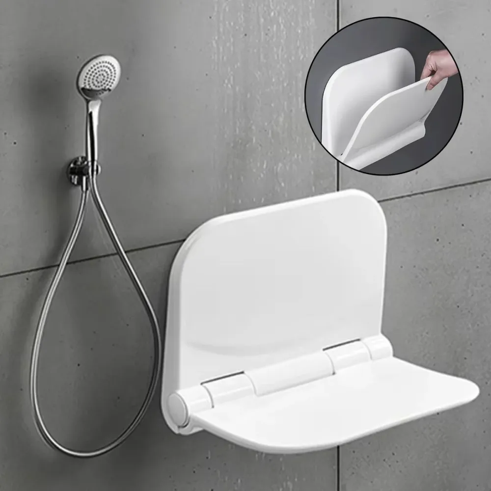 Silla Plegable para Baño -Ducha Blanco - Alta Resistencia 110 kg, Abatible SMART