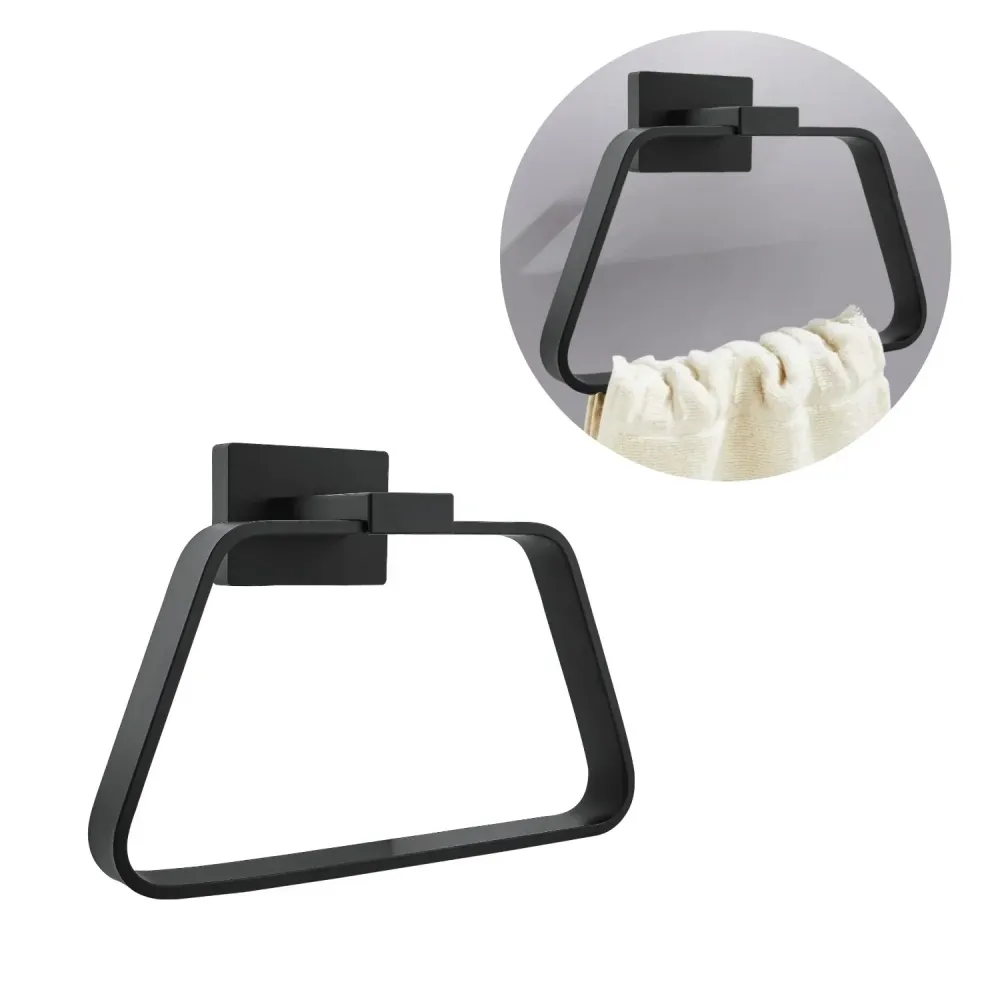 Toallero De Aro Negro En Aluminio Modelo L. Perla - Con Chazos y Tornillos SMART