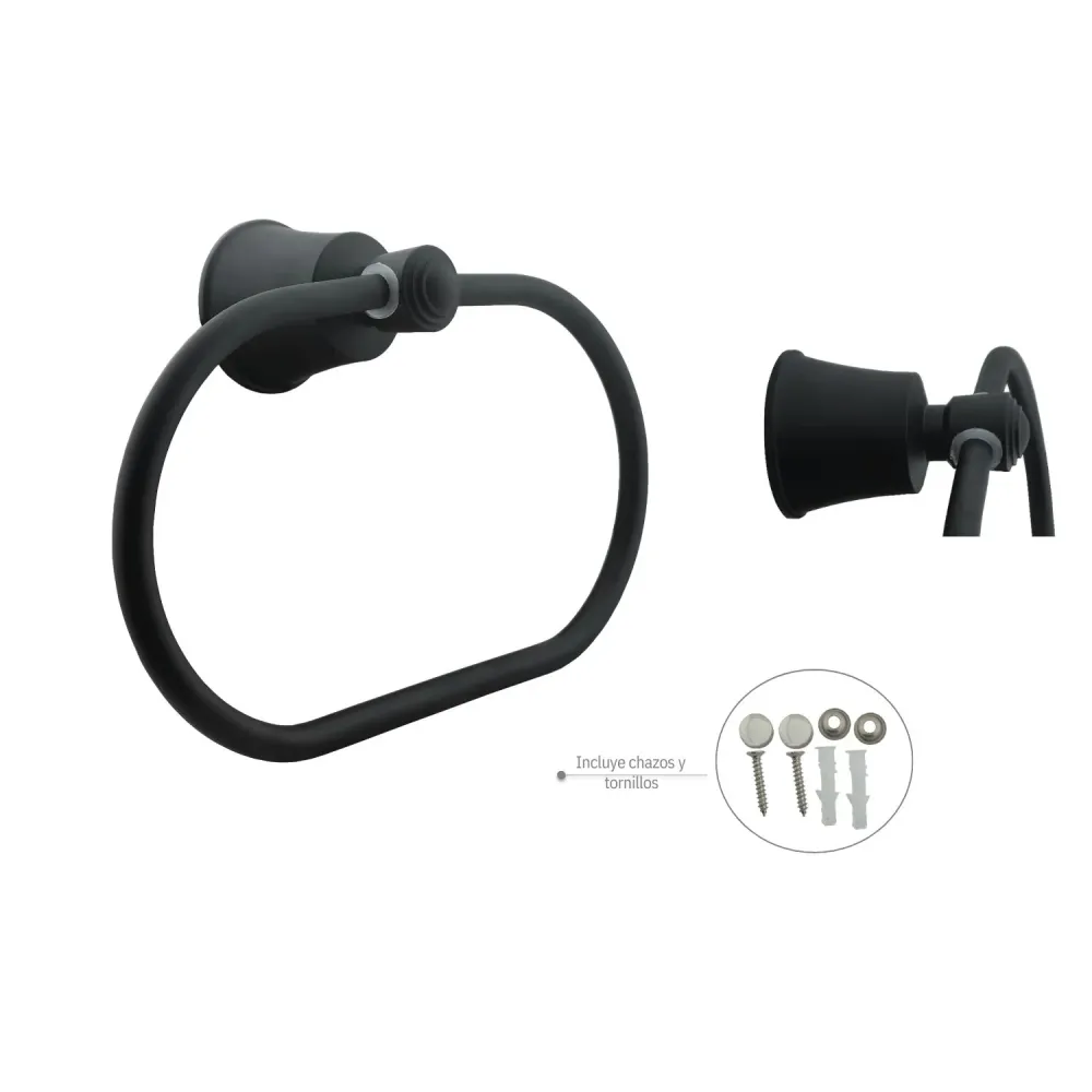 Toallero Aro L. Turmalina Negro (Aluminio) - Resistente La Corrosión SMART