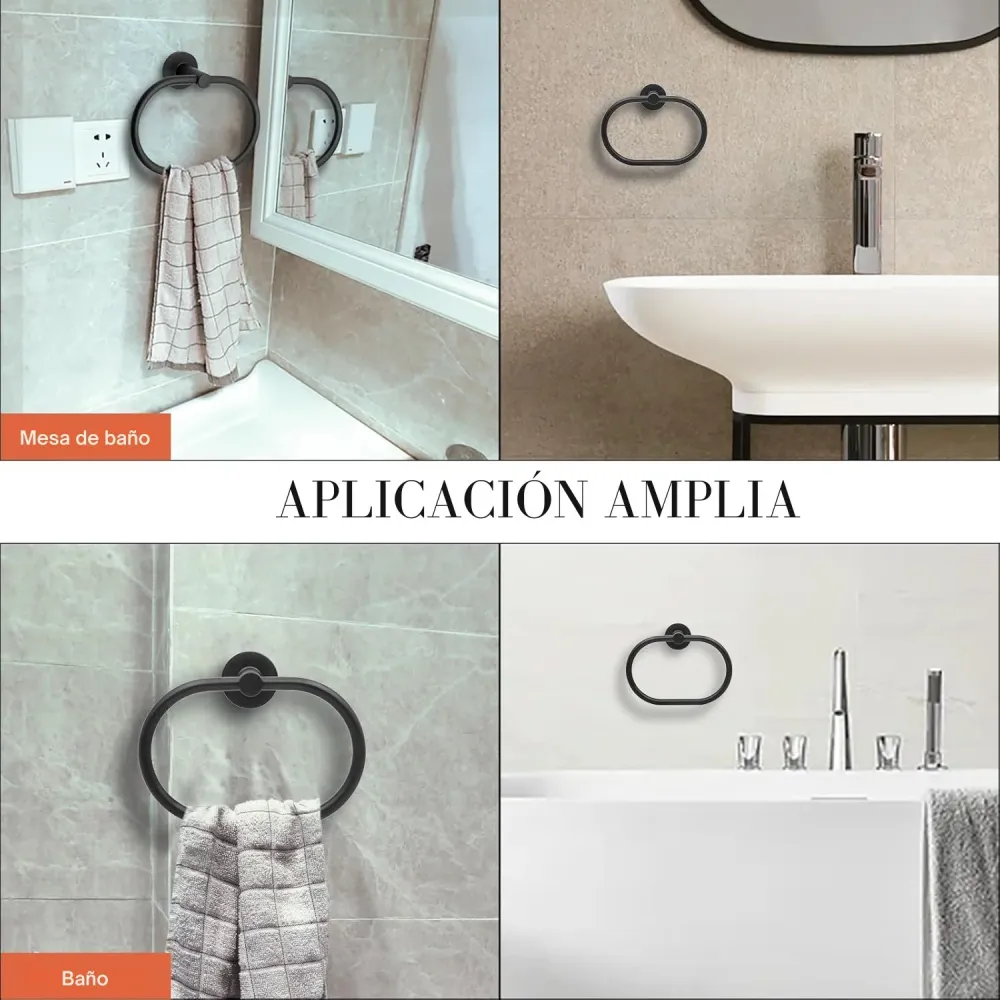 Toallero Aro L. Turmalina Negro (Aluminio) - Resistente La Corrosión SMART