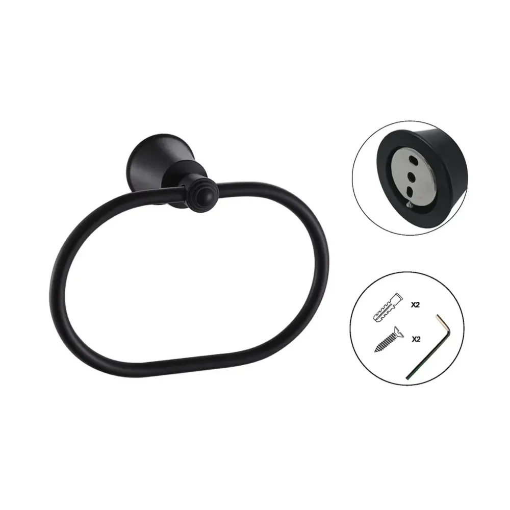 Toallero Aro L. Turmalina Negro (Aluminio) - Resistente La Corrosión SMART